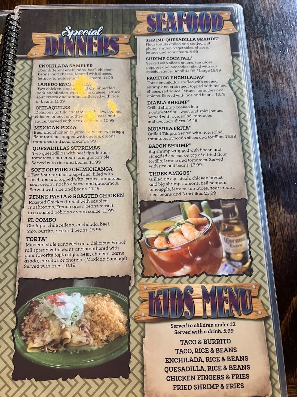 Food choices shown for dine-in ordering.